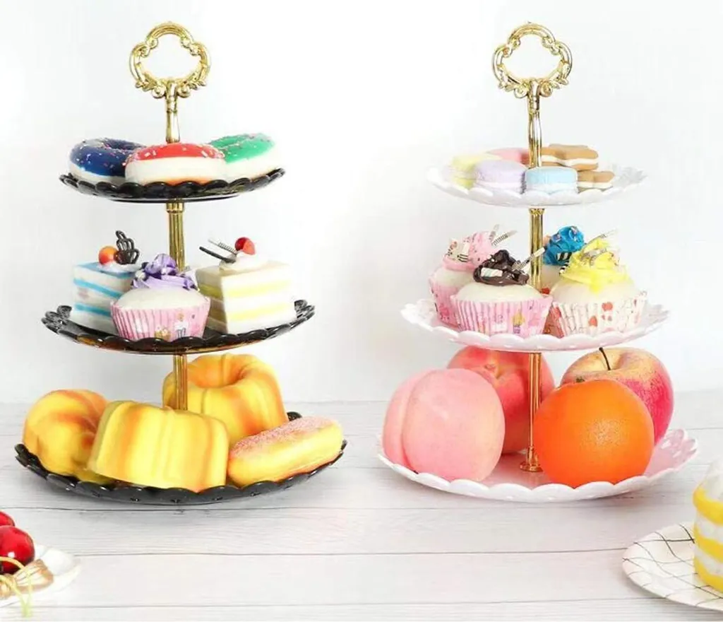 BetterJonny Set 6 Supporti Per Torte A 3 Livelli - Colonnine In Resina Oro Per Alzate Fai Da Te - Per Matrimoni E Feste - 6