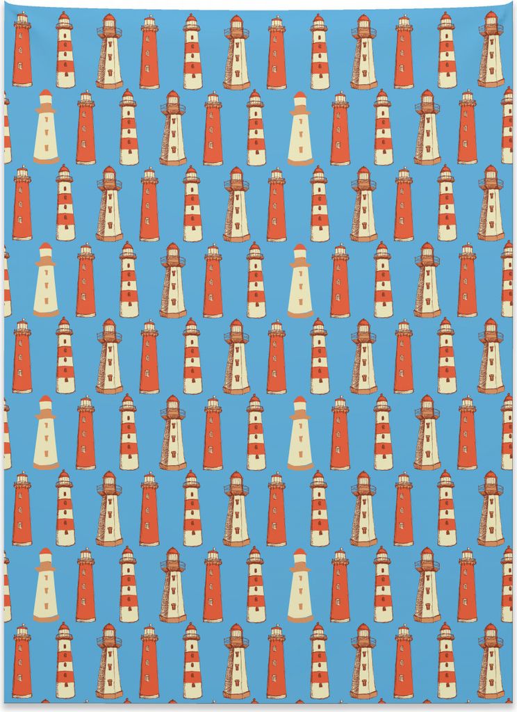 Abakuhaus Leuchtturm Wandteppich, Skizzieren Sie Stilikonen aus Weiches Mikrofaser Stoff Kein Verblassen Klare Farben Waschbar, 110 x 150 cm, Zinno...