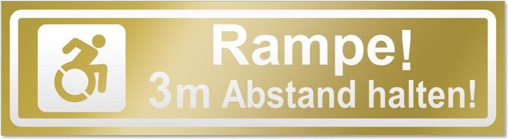 Kiwistar Rampe Motiv 3m Abstand invertiert Magnetschild Schild magnetisch - 20cm Gold - Magnetfolie für Auto PKW Kfz