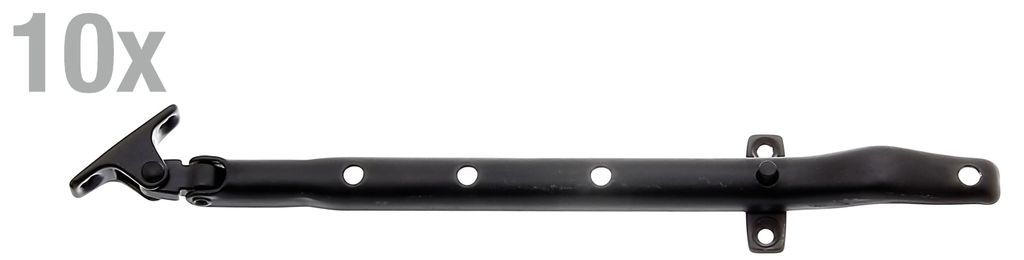 Alberts 10 x Fenster-Feststeller, 285 mm, für Klappfenster und Drehflügelfenster, schwarz