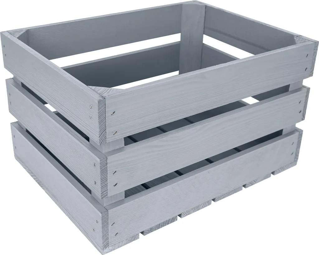 Creative Deco Caisse en Bois Gris 40x30x23 cm - Bac de Rangement Stylé