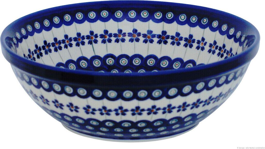 Original Bunzlauer Keramik 2 Liter Schüssel Schale Ø20,5 cm Salatschüssel Beilagenschüssel Rührschüssel Obstschale [Form 1] dickwandig und ro...