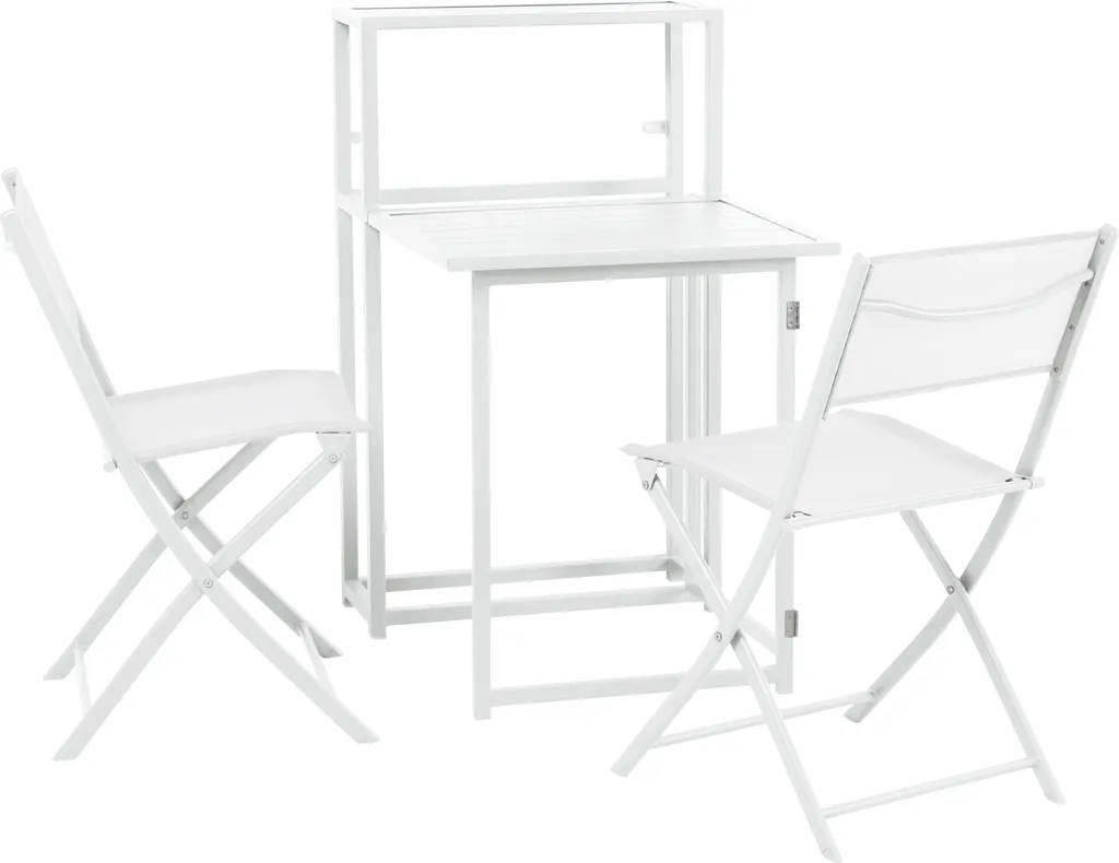 Set balcon pliable pour petits espaces - Solution gain de place blanc