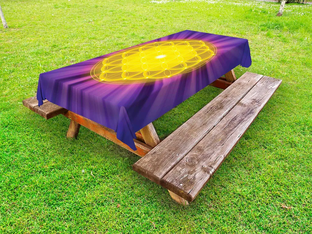 Tovaglia Esterno Mandala Viola 145x265 cm Fiore della Vita ABAKUHAUS