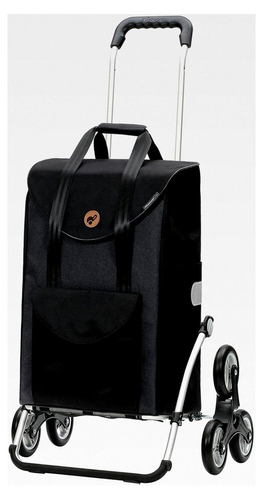 Klappbarer Shopper Treppensteiger Royal Alu mit Rad Ø 3 x 13 cm und 49 Liter Tasche Senta schwarz