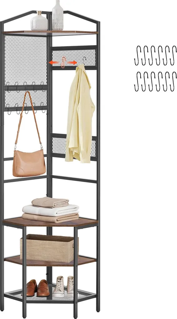 Portemanteau robuste 181 cm avec pieds réglables et cadre acier durable
