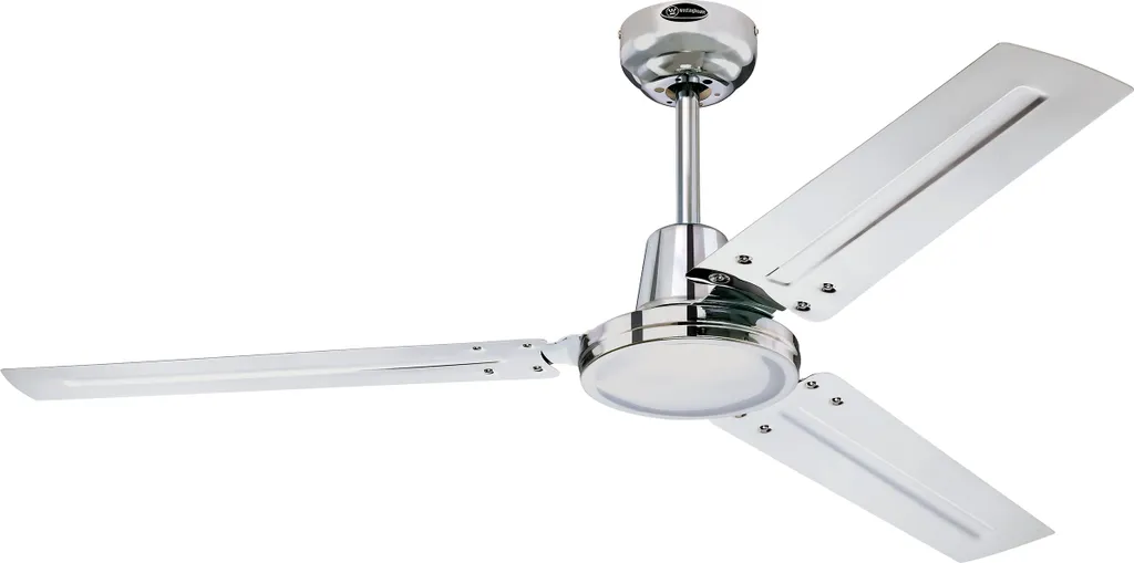 Brasseur d'air de plafond style industriel en chrome, diamètre 122 cm