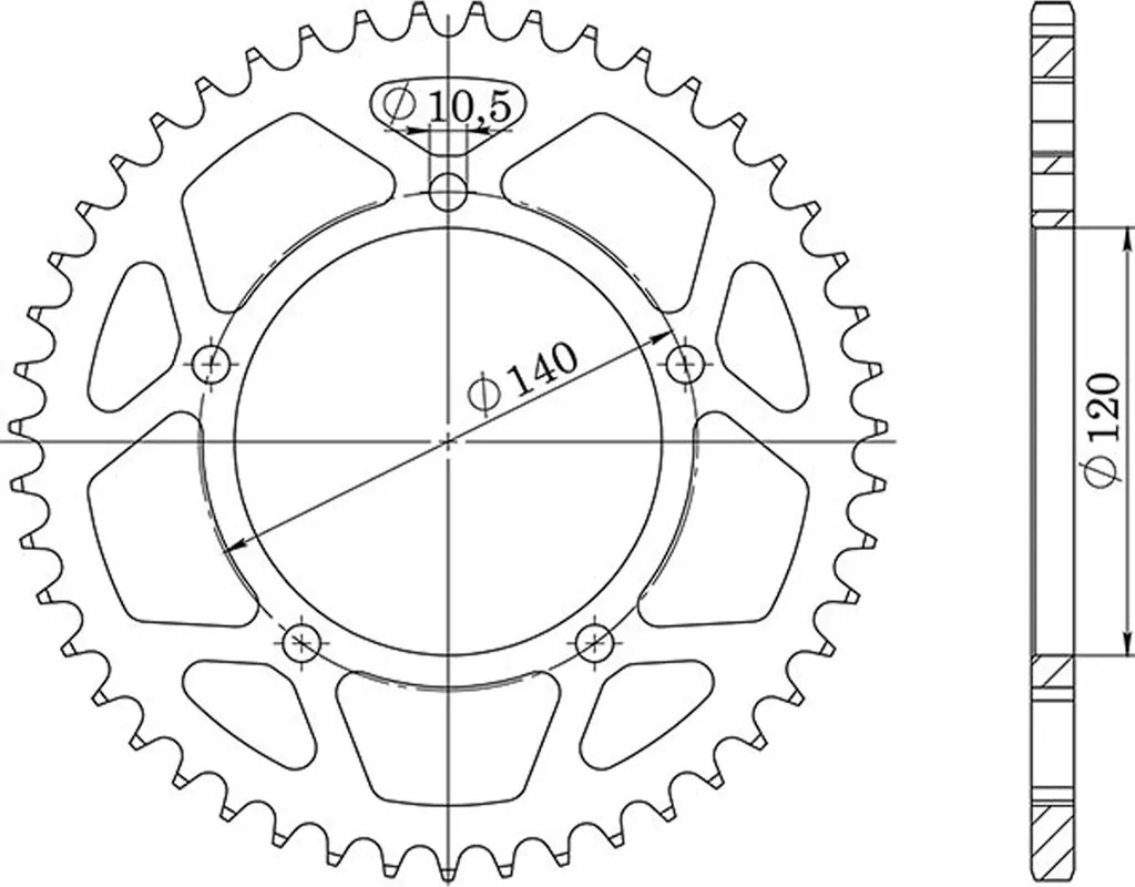 Couronne Moto Alu 40 Dents Pas 520 - Solution Anti-Usure Réf 15605