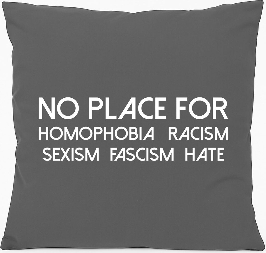 Huuraa Kissen No Homophobia Racism Hate 40x40cm mit Füllung Steel Grey Baumwolle Dekokissen Geschenkidee