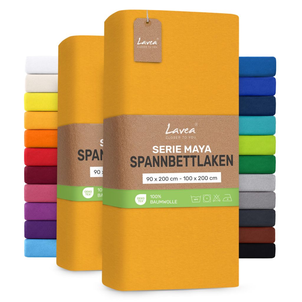 Lavea® 2er Pack Jersey Spannbettlaken 90/100x200 cm, 100% Produktbild 