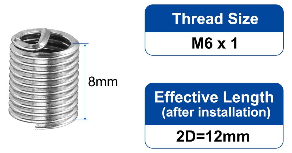 40 Stš¹ck Gewindeeins?tze M6 x 1 2D(12mm) Metrisch Draht Gewinde Reparatur Einsatz 304 Edelstahl Helikale Gewindereparaturset Schraubengewindehš...