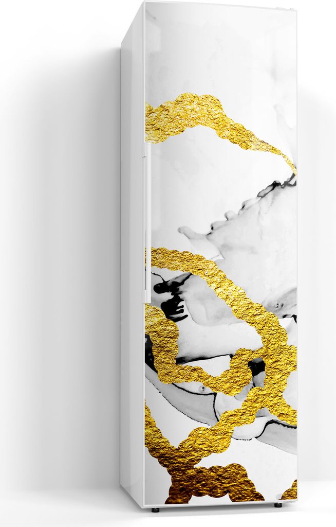 DEQORI Magnetmatte Kühlschrank Standard 60x190 cm 'Goldene Adern' Magnetfolie Deko-Folie