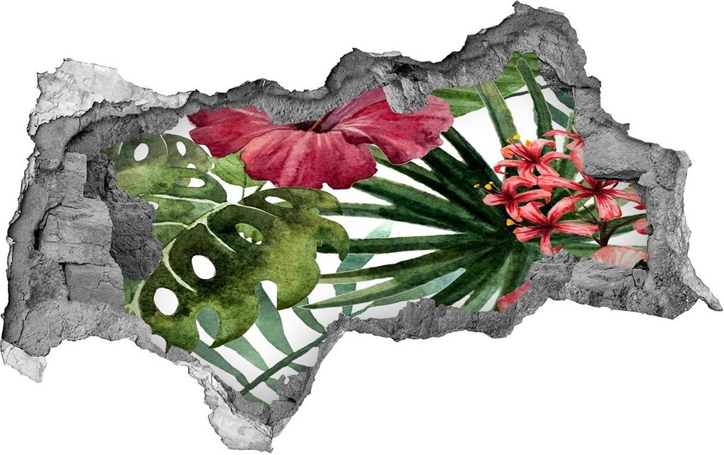 Selbstklebender Loch-3D-Aufkleber 95x73 cm tropische Blumen