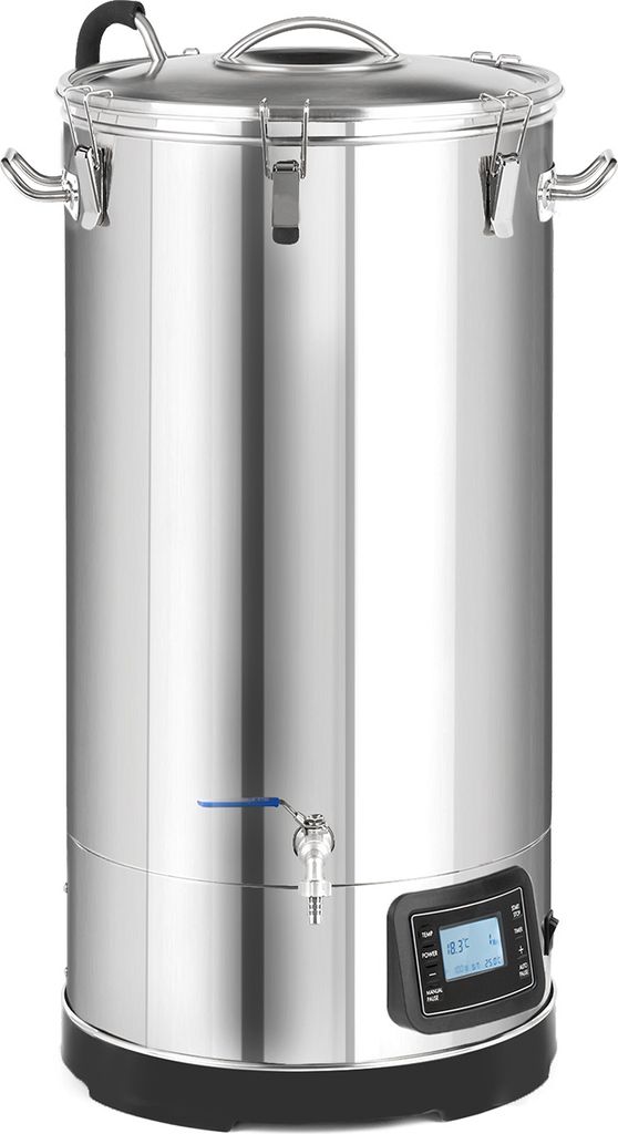 Klarstein Mundschenk - Bierbrauset - Maischekessel, Bier Brauen Brauanlage mit Touch-Panel, Umwälzpumpe, Edelstahl, 65 L, 3.000 W silber
