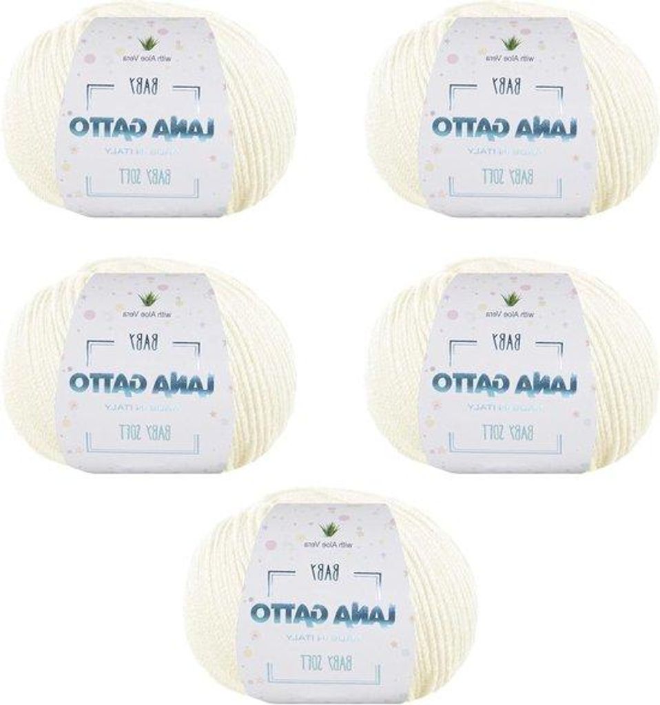 Wolle-Strickzeug in Weiß, ideal für Babys, Baby-Soft-Linie, 5er Pack