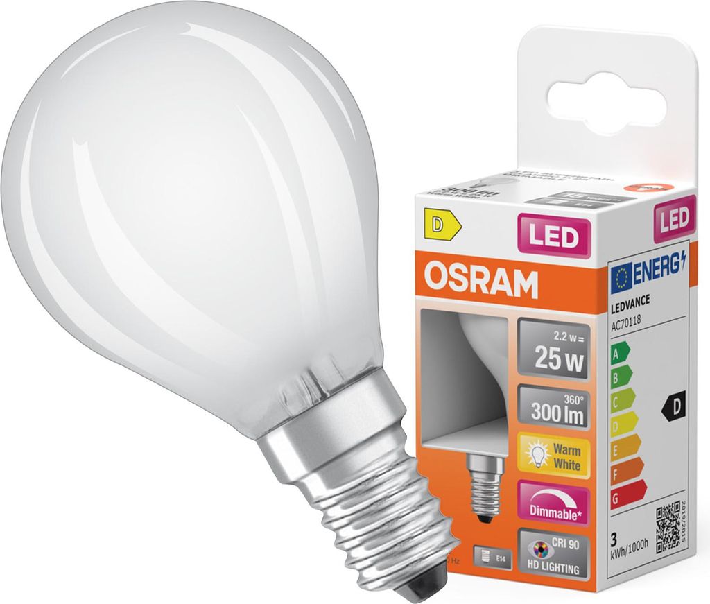 Żarówka LED P45 Kulka E14 2.2W = 25W 300lm 2700K Ciepła Zdjęcie produktu 