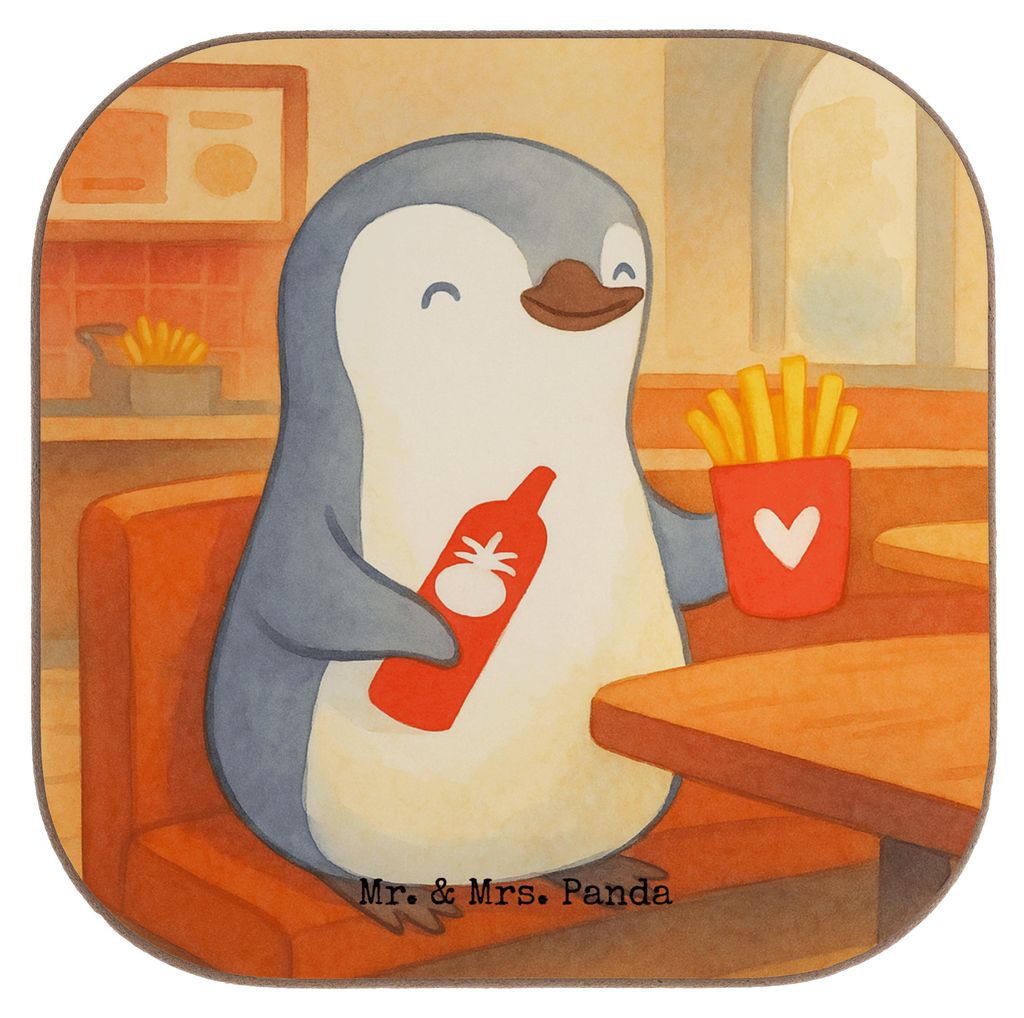 Mr. & Mrs. Panda Tassenuntersetzer Pinguin Pommes Design - Weiß - Geschenk, Untersetzer für Gläser, Hochzeitstag, Glas, Jahrestag, Frauen, Tisch...