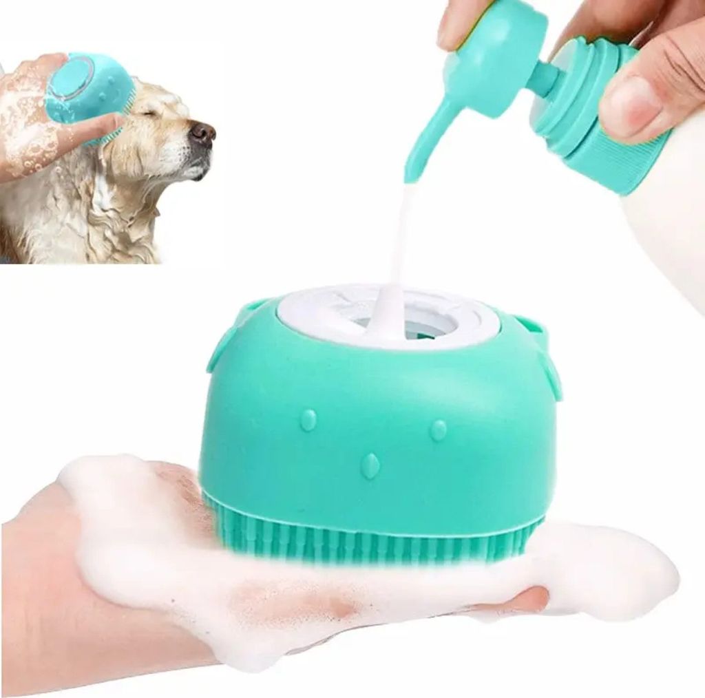 Fellbürste Hund Katze Silikon Badebürste,Hundepflegebürste Silikon Welpenmassagebürste, 1-tlg,Haar Fellpflege Reinigungsbürste Weicher Shampoo...