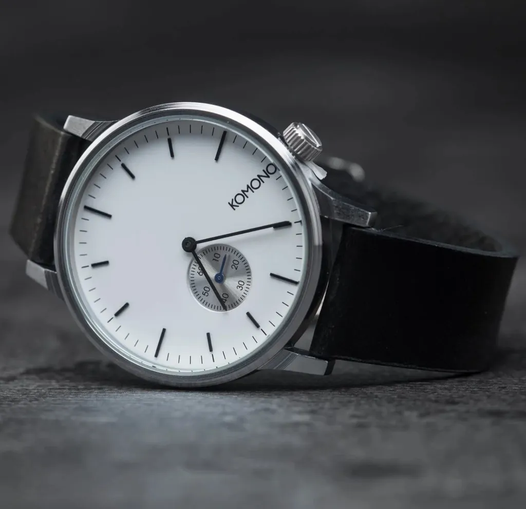 Montre en Cuir Winston Subs Argentée avec Cadran Blanc et Seconde - 7