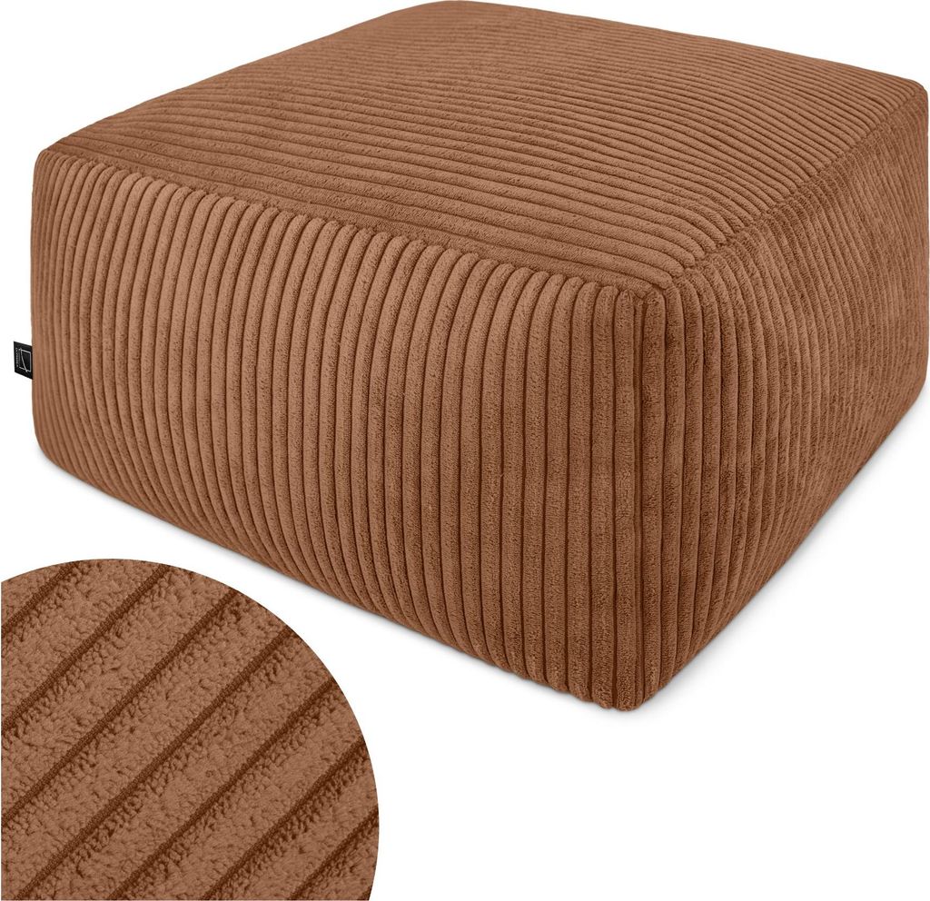 Domarex Sitzpouf 45x45x25 cm, Polsterstoff, rutschfest, modern, geeignet als Sitzgelegenheit oder Fußhocker, Wohnzimmer, Schlafzimmer, Kupferfarbe