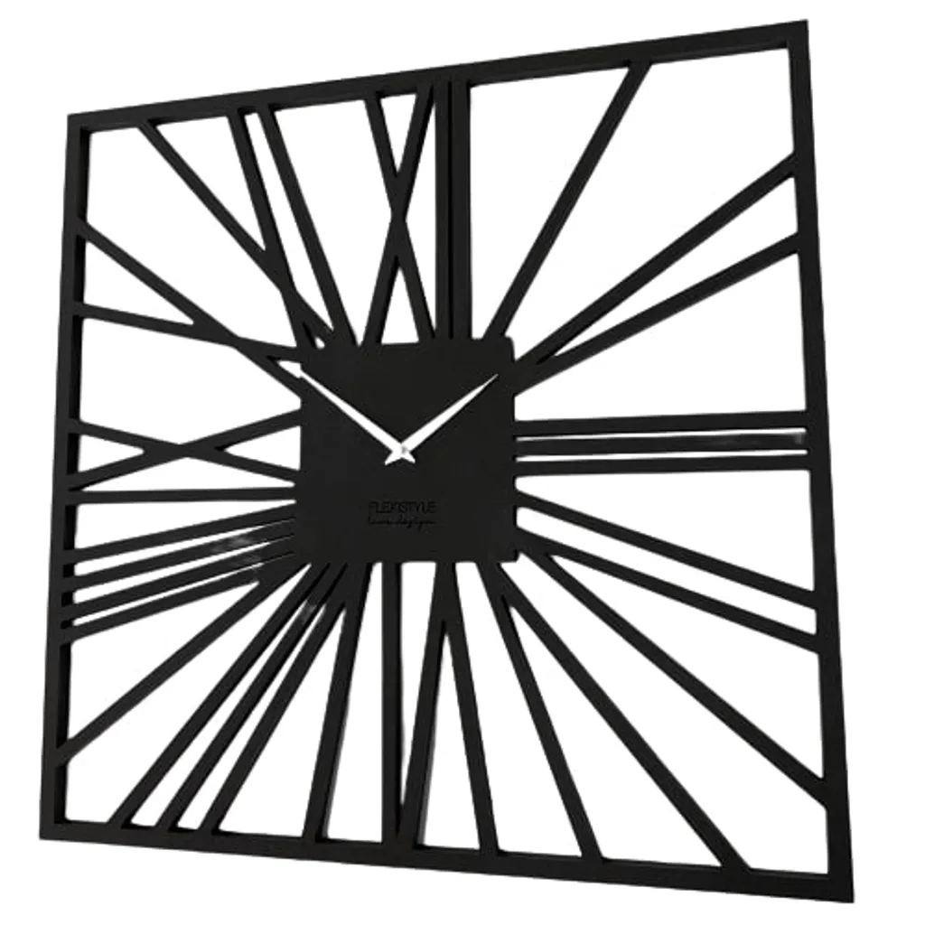 Horloge murale Loft Square z226-1-2-x 80 cm noir métal pour grand salon