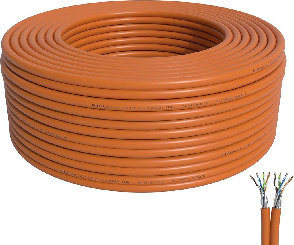 20m CAT7 Netzwerkkabel Verlegekabel orange
