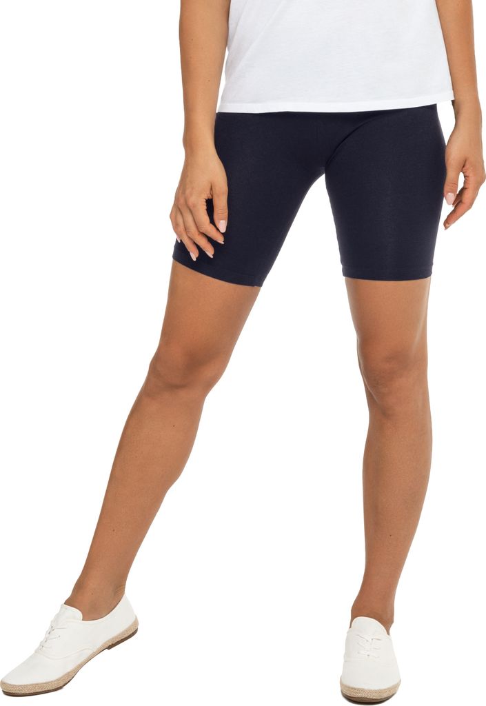 Celodoro Damen Kurzleggings (1 Stück) Stretch-Jersey Radlerhose aus Baumwolle - Dunkelblau L