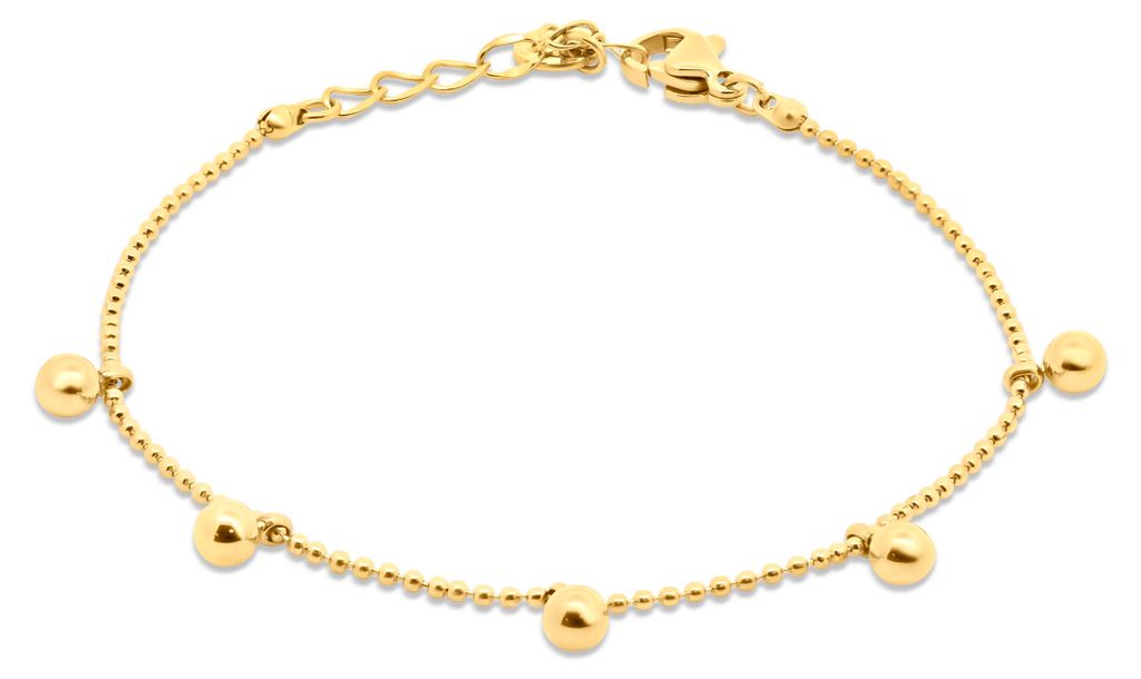 CO88 Collection - 8CB-91351 - stalen kralennarmband vrouwen met balletjes - goudkleurig