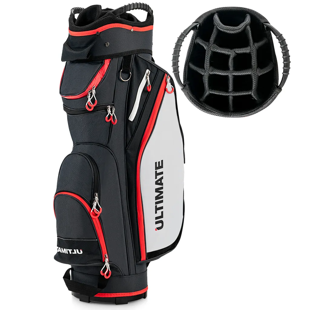 Sac de golf COSTWAY avec 14 compartiments divisés et poche isotherme