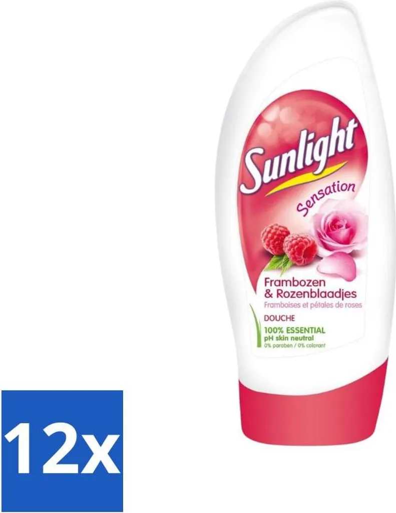 Gel douche familial Sunlight parfum Roses et Framboises - 12 x 250 ml