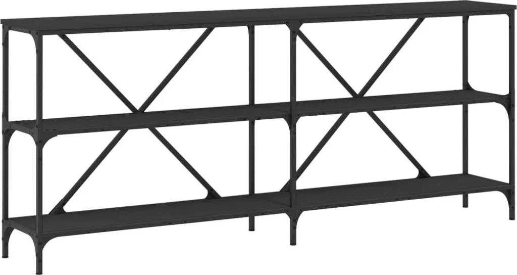 Tavolo Consolle Nero 180x30 cm - Mobile Sottile Stile Loft Industriale