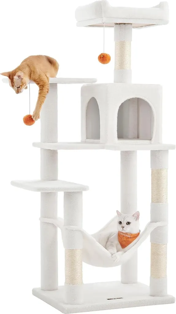 Tour pour chat et griffoir multi-niveaux 143 cm - Arbre à chat gris