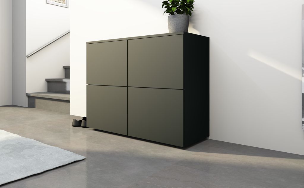 Kommode "Rova" 4-türig schwarz Produktbild 