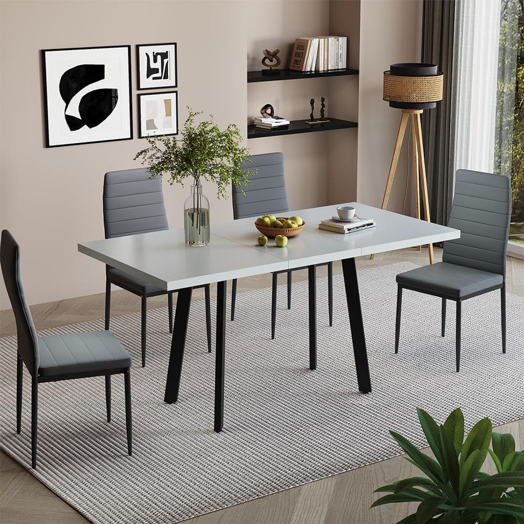 tavolo da pranzo allungabile Vicco Tisko Bianco/nero 160 x Immagine del prodotto 