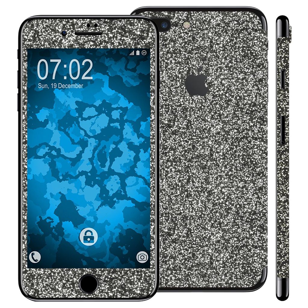 1 x Glitzer-Folienset für Apple iPhone 7 Plus / 8 Plus schwarz PhoneNatic Schutzfolien