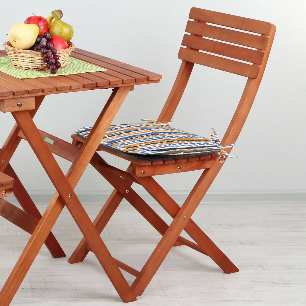 ABAKUHAUS Imbottitura tribale per sedie da sala da pranzo, linee a zig zag acquerellate, cuscino decorativo impermeabile con cinturini per sedie da cucina, 40 cm x 40 cm - confezione da 12, nero arancione blu - 3