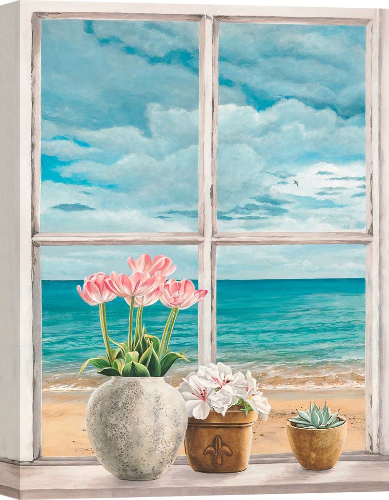 Leinwandbild, Fenster zum Meer - Remy Dellal, Blick aufs Meer I - 70x50 cm