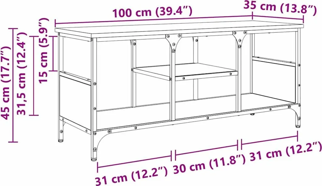 Offerta Mobile TV 100cm Rovere Artisan e Ferro - Robusto e Moderno - 10