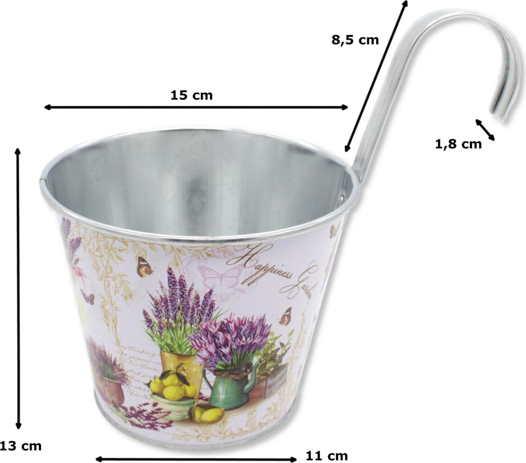 Metall Hängetopf - Ø 15cm x 13cm Lavendel 1 Stück
