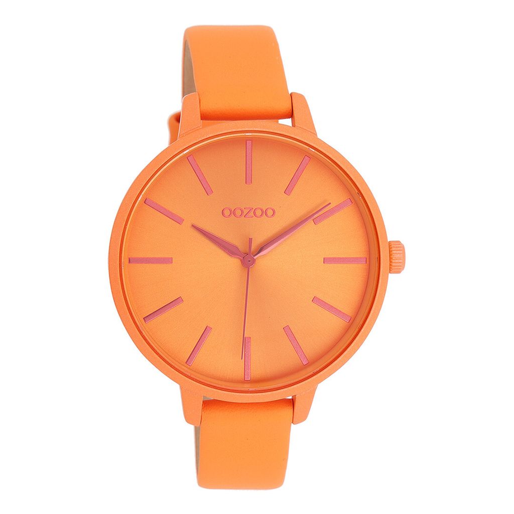 Oozoo Armbanduhr orange Leder Timepieces Damen Analog-Quarzuhr UOC11187