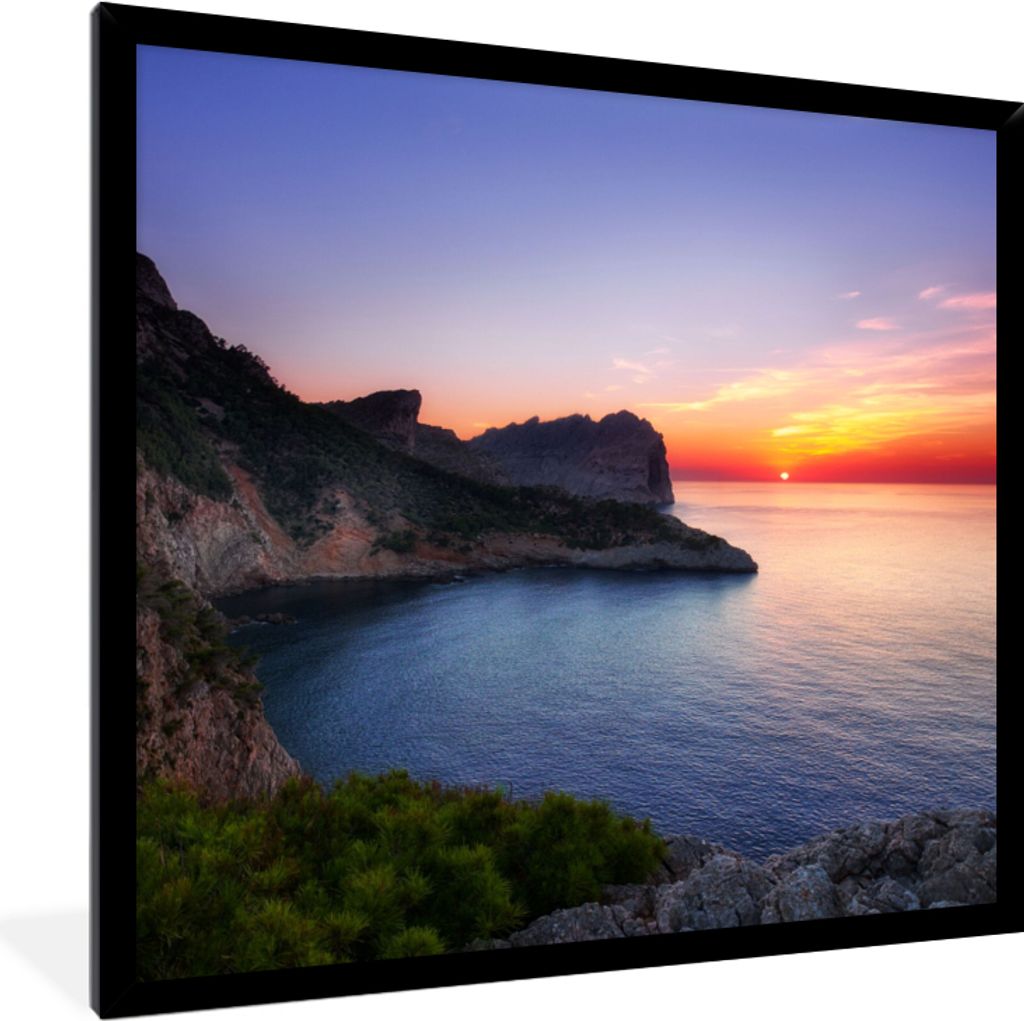 MuchoWow Gerahmtes Poster Meer - Felsen - Berge - Natur 40x40 cm - Poster mit Schwarzem Bilderrahmen Wandposter Rahmen Foto Bilder - Mit Rahmen -...