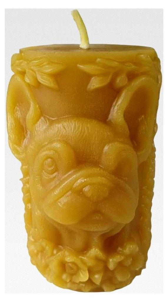 Bienenwachskerze Bulldogge 8,5 cm – handgegossene Figurenkerze aus 100% Bienenwachs