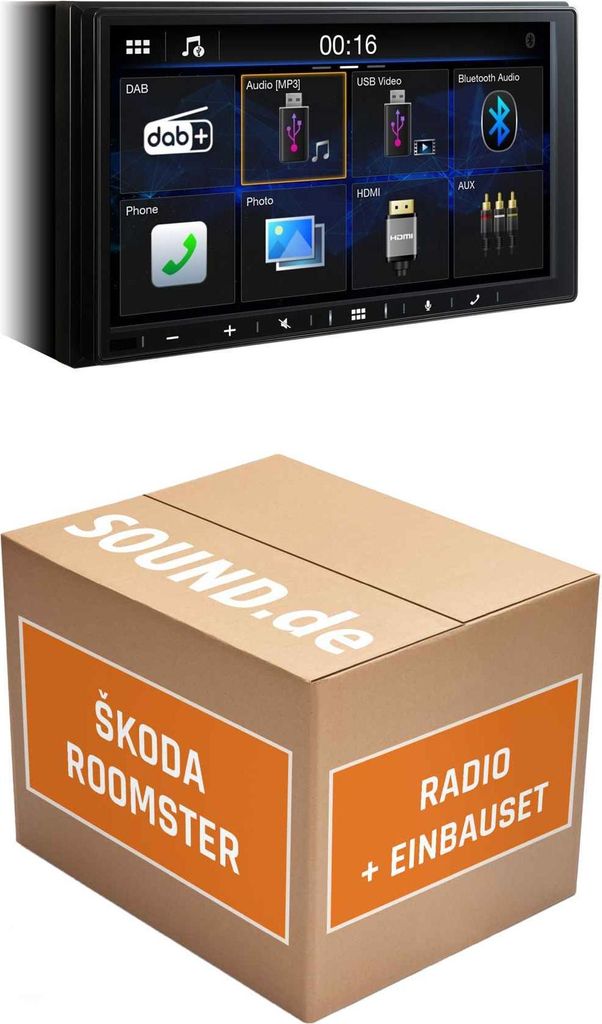 Autoradio Alpine ILX-W690D passend für Skoda Roomster 5J + Rückfahrkamera statisch | Apple CarPlay Android Auto Bluetooth zum Telefonieren