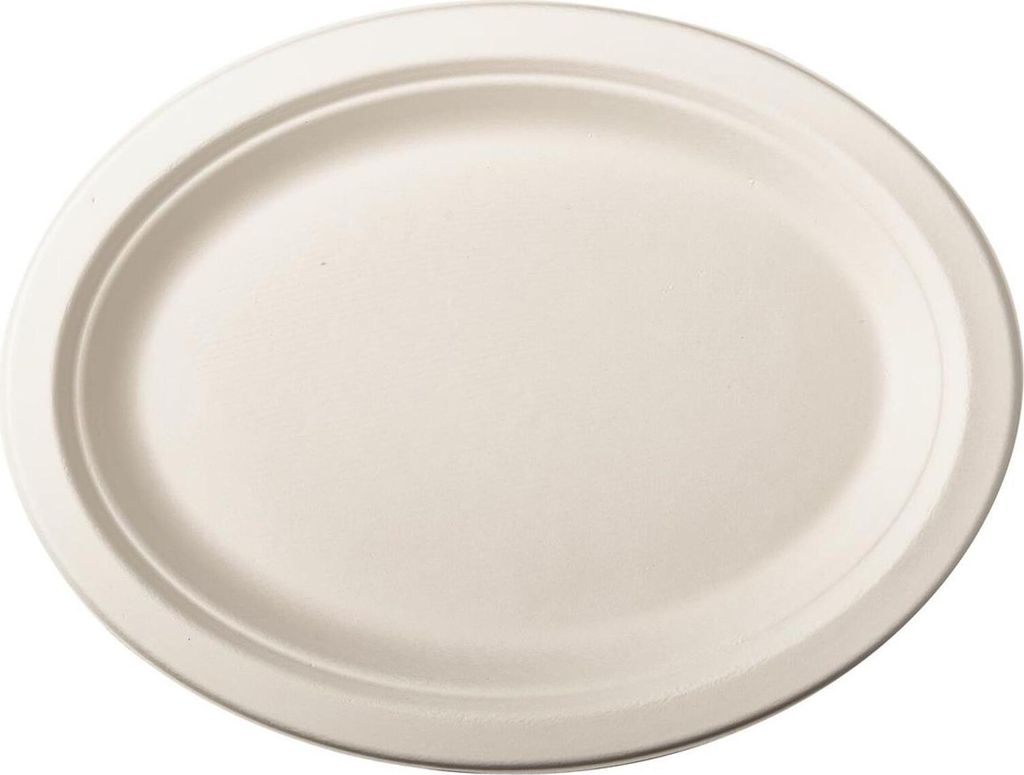 PAPSTAR Zuckerrohr-Teller "pure" oval 260 x 200 mm 50er Produktbild 