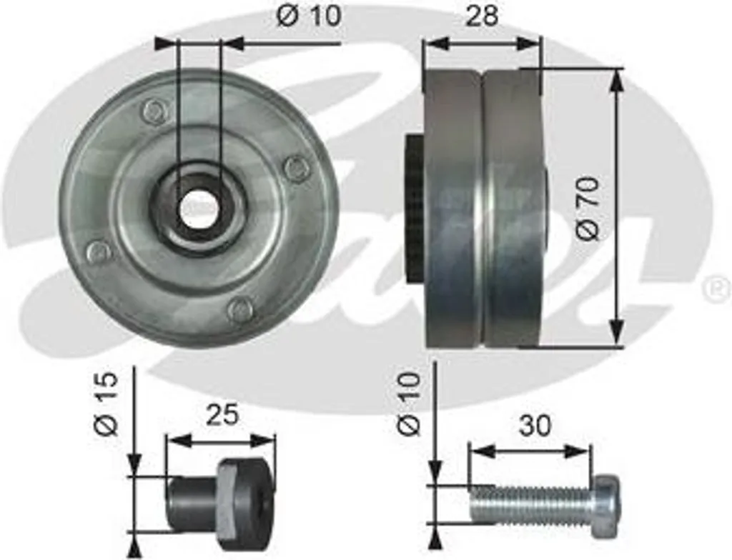 Galet de guidage de courroie crantée Gates T36044 compatible Clio