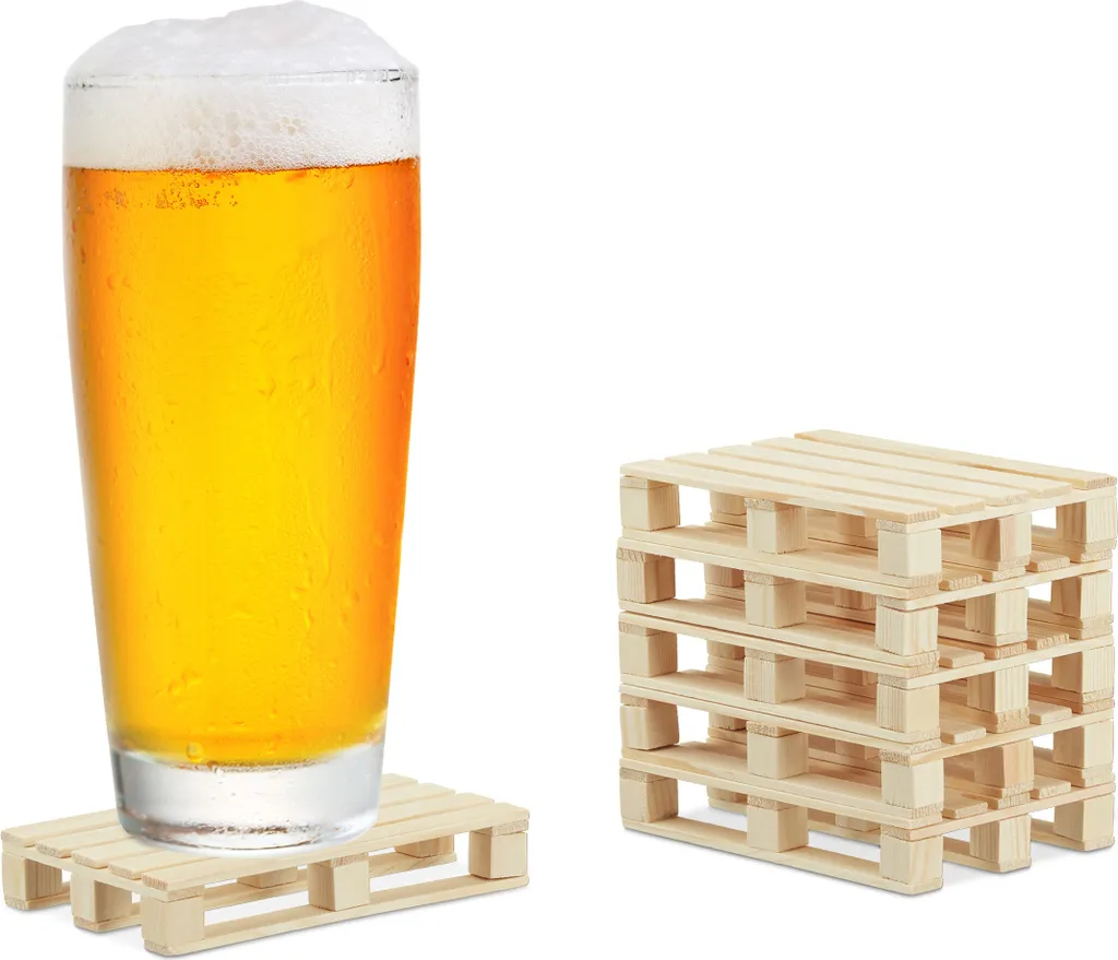 Sottobicchieri Design Pallet Relaxdays Set 24 - Stile Loft Industriale