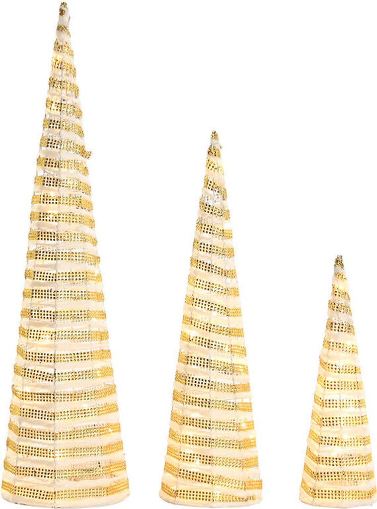 DKD Home Decor Weihnachtsornament Weißgold 20 x 20 x 80 cm (3 Stück)