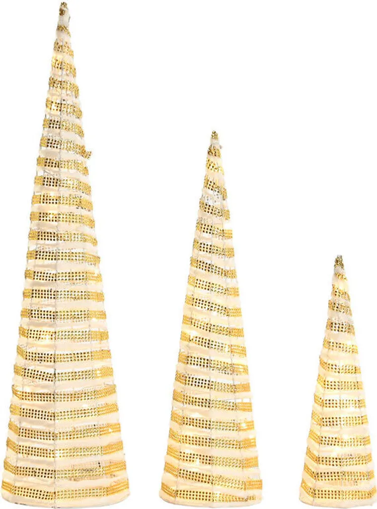 Lot de 3 Figurines de Noël Géantes Blanc Or 80 cm pour Salon Chic