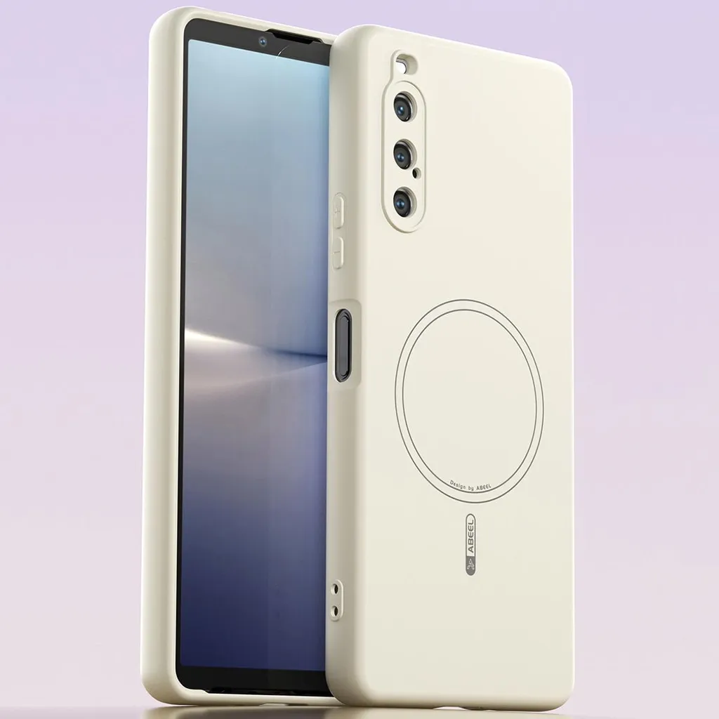 Custodia Sony Xperia 10 V Beige: Design MagSafe e Seta Liquida