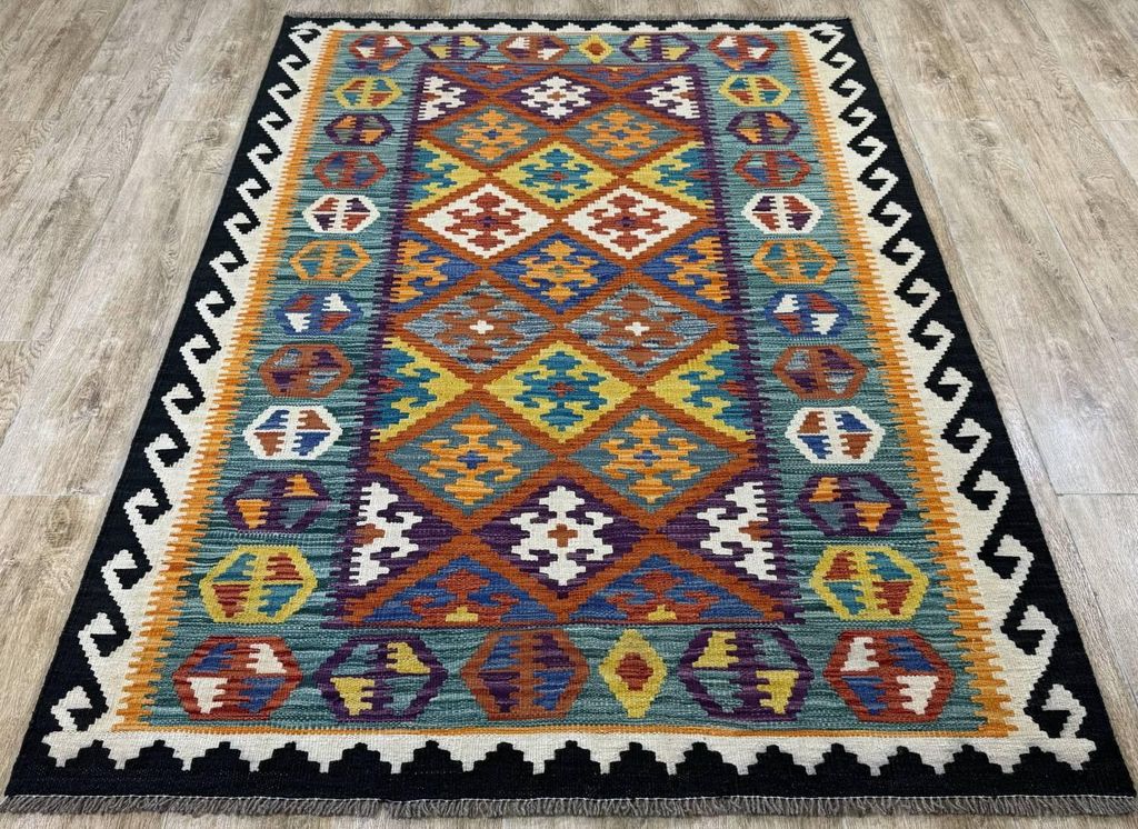 Teppich KELIM ORIGINAL | Farbe: Multi; Größe: 134x189 cm | strapazierfähig und leicht zu reinigen | Wohnzimmer | Schlafzimmer